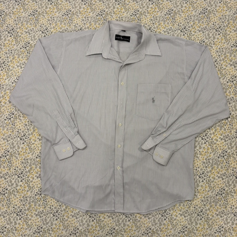 VTG Polo Ralph Lauren Button Up Shirt Mens 16.5-33 Long Sleeve Made In USA Pony